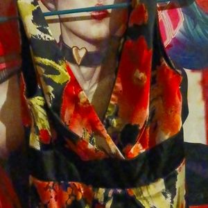 Floral V neck mini dress